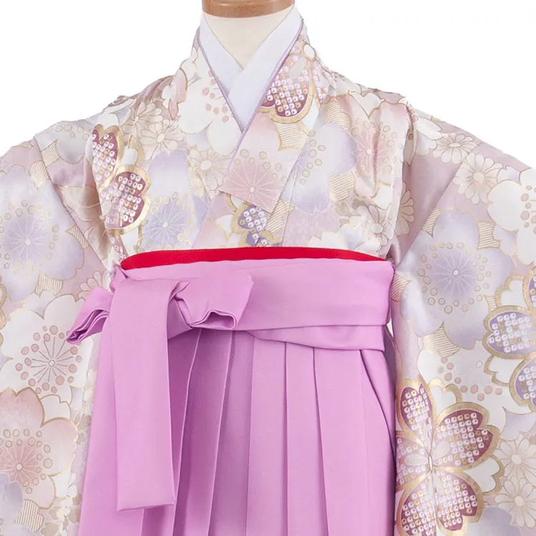 女児袴レンタル（5歳女の子） くすみピンク 桜 A292