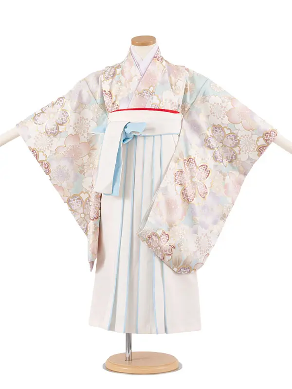 女児袴レンタル（5歳女の子） 空色 桜 A296