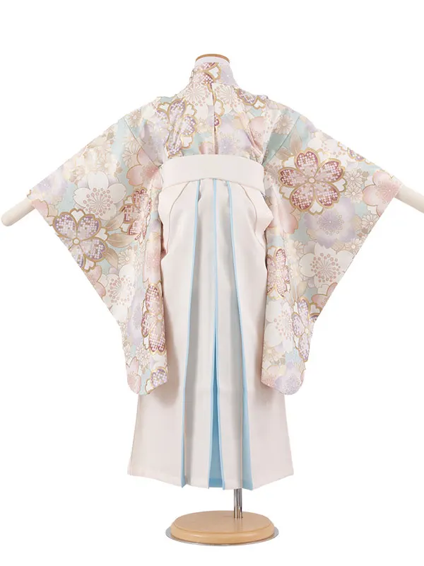 女児袴レンタル（5歳女の子） 空色 桜 A296