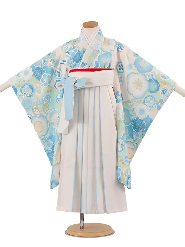 女児袴レンタル（5歳女の子） アイボリー ねじり梅 A298