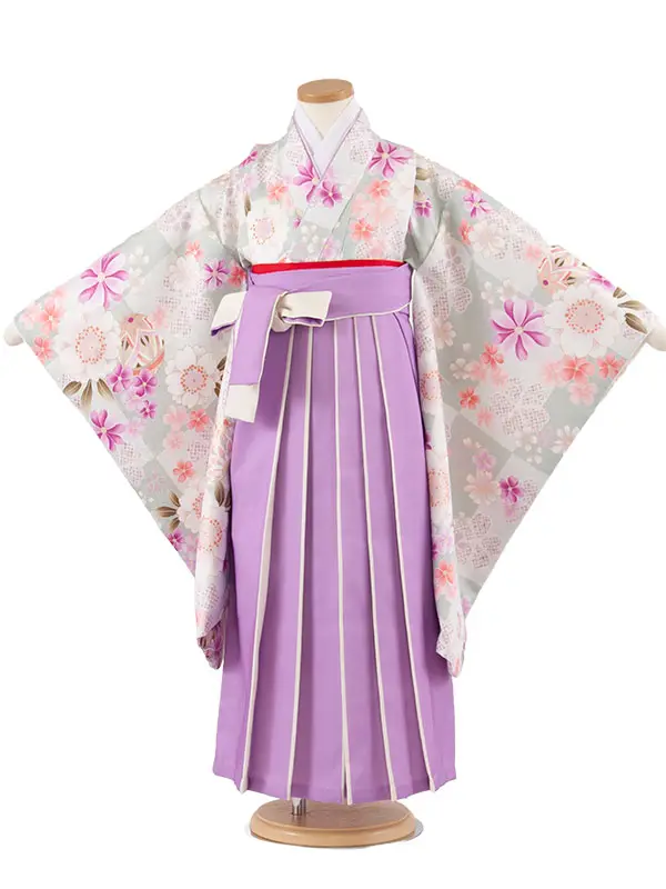 女児袴レンタル（7歳女の子） くすみグリーン 桜鞠 A310