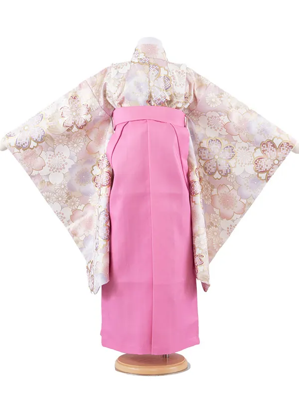 女児袴レンタル（7歳女の子） くすみピンク 桜 A312