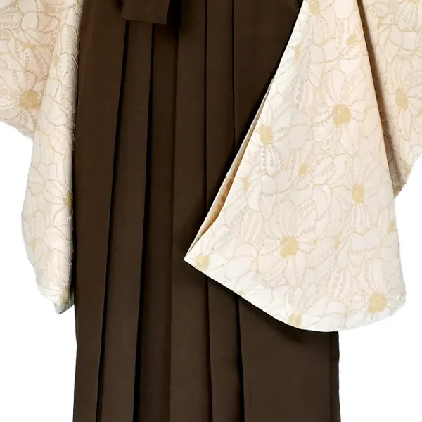 卒業袴レンタル 037 ﾍﾞｰｼﾞｭ総ﾚｰｽ 茶袴