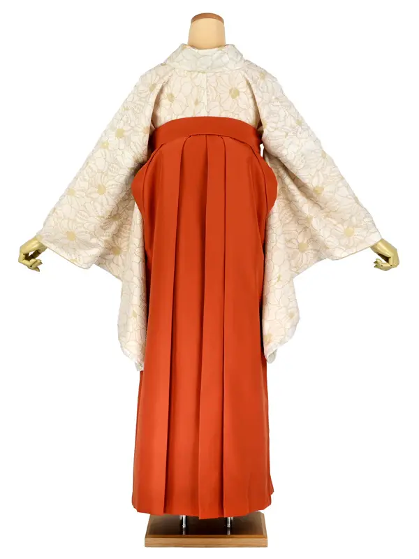 卒業袴レンタル 038 ﾍﾞｰｼﾞｭ総ﾚｰｽ ｵﾚﾝｼﾞ袴