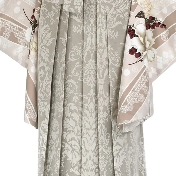 卒業袴レンタル043 ﾋﾟﾝｸﾍﾞｰｼﾞｭ 芍薬 ﾍﾞｰｼﾞｭｼﾞｬｶﾞｰﾄﾞ袴