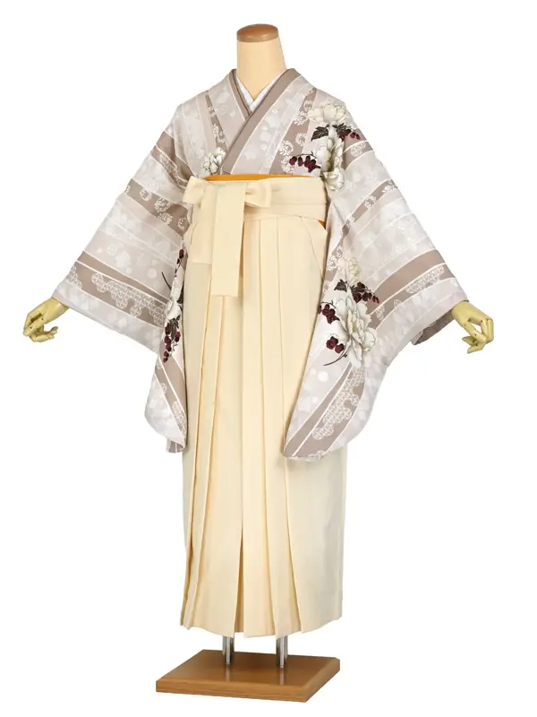 卒業袴レンタル 044 ﾋﾟﾝｸﾍﾞｰｼﾞｭ 芍薬 ｱｲﾎﾞﾘｰ袴