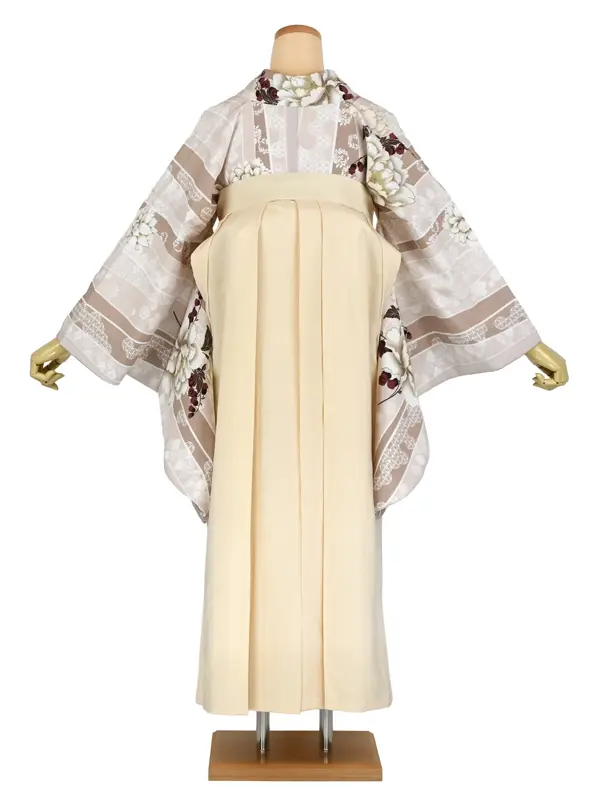 卒業袴レンタル 044 ﾋﾟﾝｸﾍﾞｰｼﾞｭ 芍薬 ｱｲﾎﾞﾘｰ袴