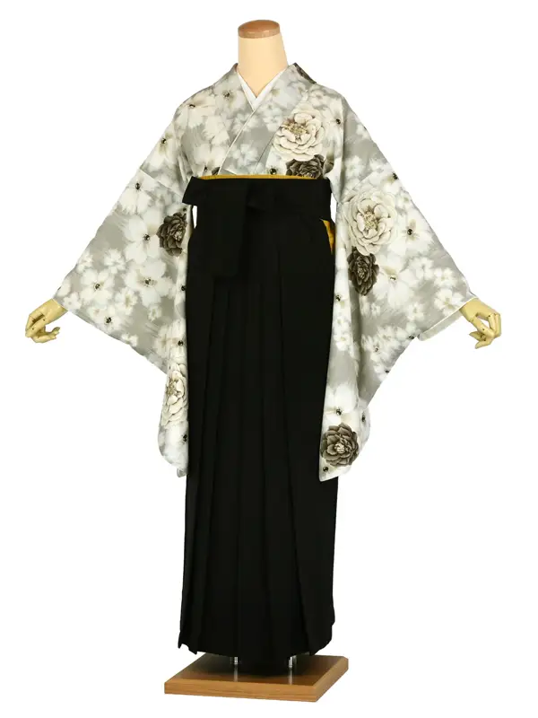 卒業袴レンタル 046 ｸﾞﾚｰｼﾞｭ 芍薬 黒袴