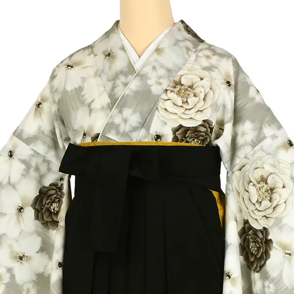 卒業袴レンタル 046 ｸﾞﾚｰｼﾞｭ 芍薬 黒袴