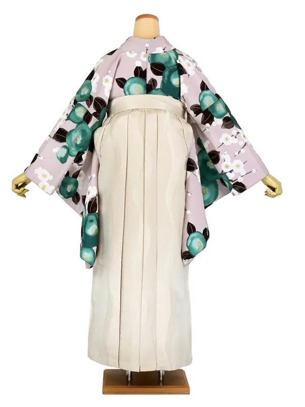 卒業袴レンタル 047 くすみﾋﾟﾝｸに牡丹/梅 ﾍﾞｰｼﾞｭｼﾞｬｶﾞｰﾄﾞ袴