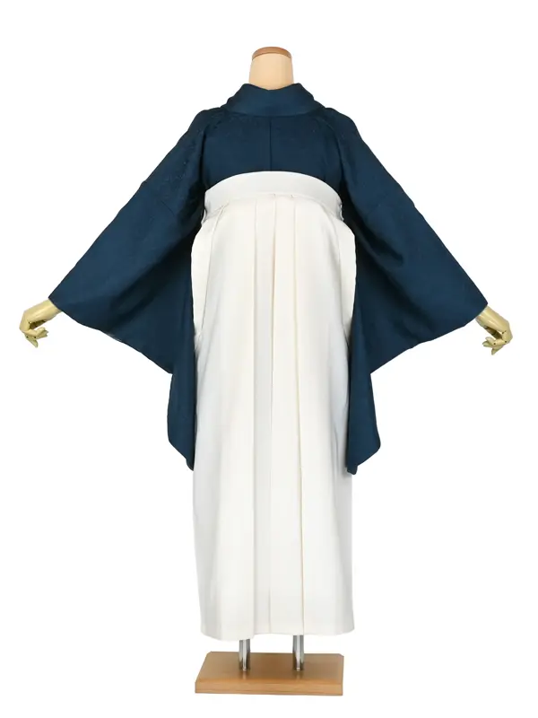 卒業袴レンタルn080 青紋意匠 ｵﾌ白袴