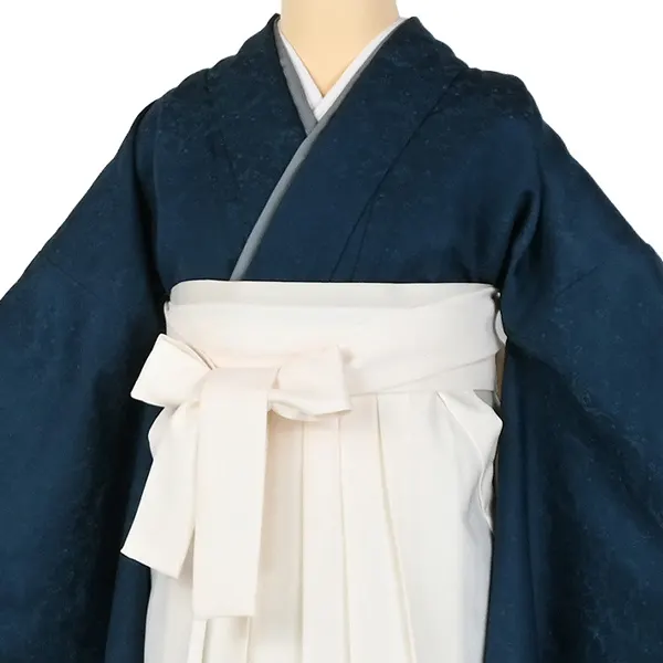 卒業袴レンタルn080 青紋意匠 ｵﾌ白袴