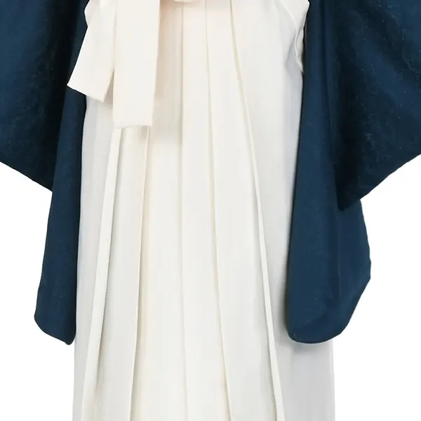 卒業袴レンタルn080 青紋意匠 ｵﾌ白袴