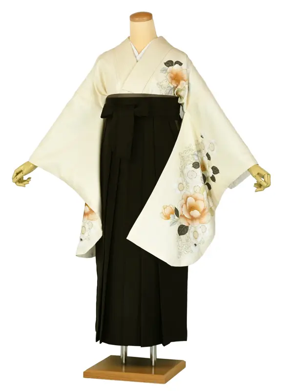 卒業袴レンタルn091 椿 ｱｲﾎﾞﾘｰ ﾁｬｺｰﾙｸﾞﾚｰ袴