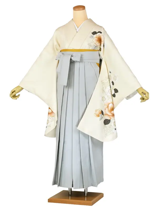 卒業袴レンタルn092 椿 ｱｲﾎﾞﾘｰ 薄ｸﾞﾚｰ袴