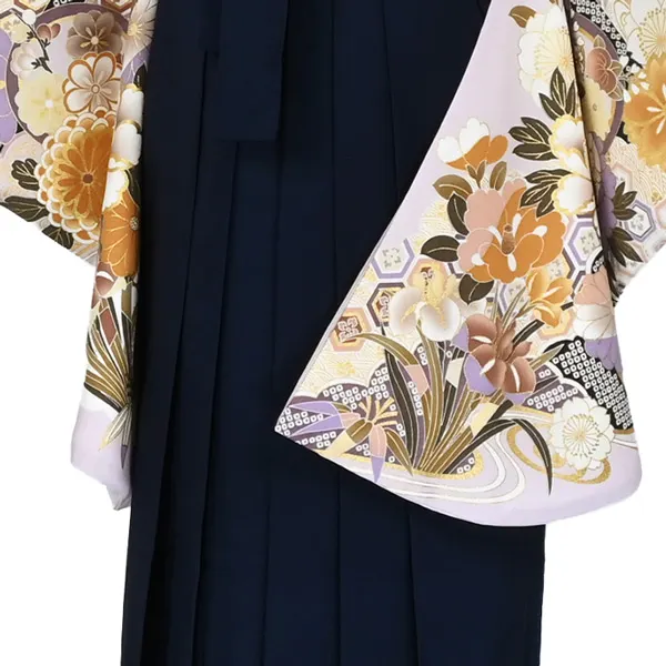 卒業袴レンタルn093 ﾋﾟﾝｸ 芍薬 桜 椿 疋田 紺袴