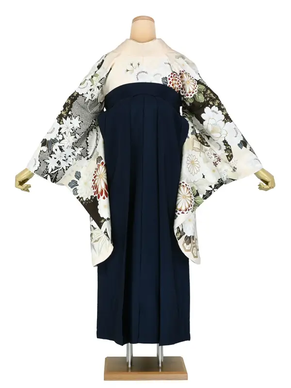 卒業袴レンタルn097 ｱｲﾎﾞﾘｰ 菊 疋田 紅葉 紺袴