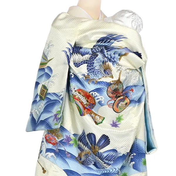 男の子産着 レンタル お宮参り ｸﾘｰﾑ色 鷹