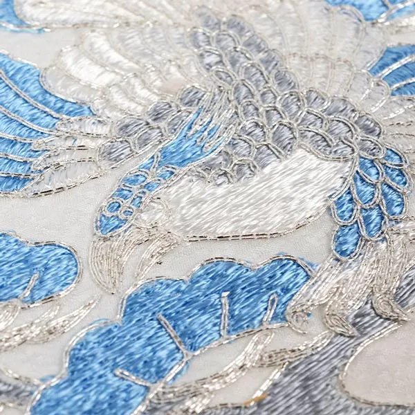 男の子 産着 レンタル お宮参り 白 鶴 かぶと 銀刺繍 水色