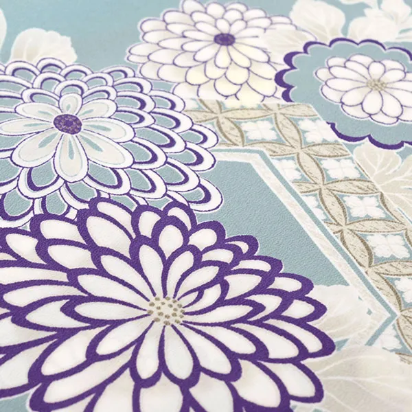 男の子産着レンタルお宮参り くすみ水色 菊 松 梅