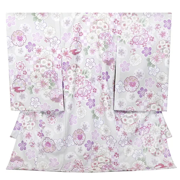 単衣 夏用 男の子産着レンタルお宮参り ﾊﾟｰﾙﾎﾜｲﾄ 金刺繍 毬 祝い花