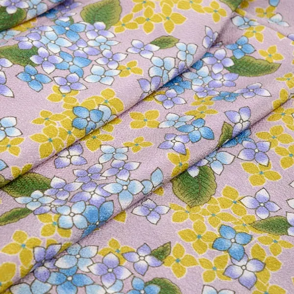 男の子 産着 お宮参り 薄紫 ラベンダー 紫陽花 黄色 あじさい ちりめん地