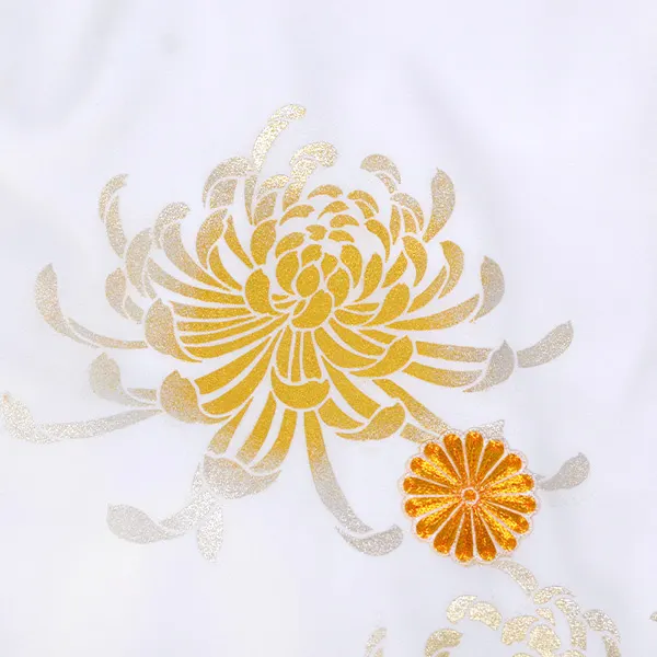 男の子 産着 お宮参り 白 金刺繍 金彩 菊