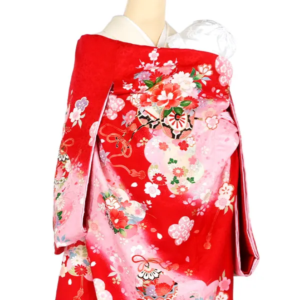 【正絹】女の子産着 レンタル お宮参り 赤 手毬