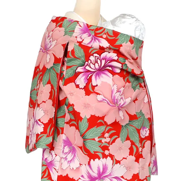 女の子産着 レンタル 式部クラシック お宮参り 赤 大花