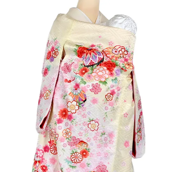 女の子産着 レンタル お宮参り ｸﾘｰﾑ色 毬