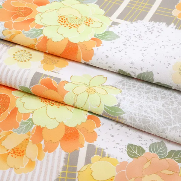 女の子産着 レンタル お宮参り 桜に翁格子 黄 KAGURA