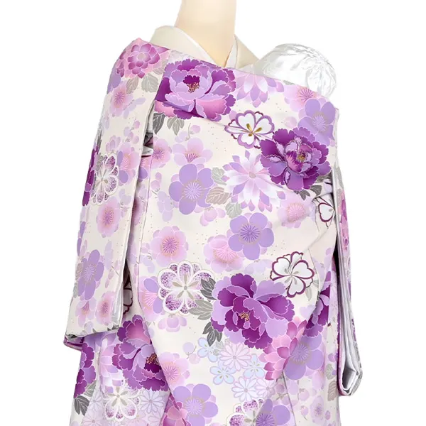 女の子産着 レンタル お宮参り 花尽くし ﾊﾟｰﾌﾟﾙ KAGURA