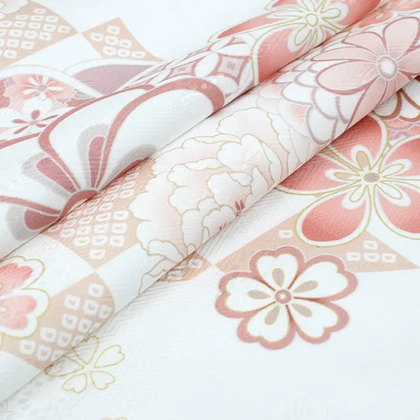 女の子 産着 お宮参り 白 ピンク ねじり梅 桜 菊 牡丹 金