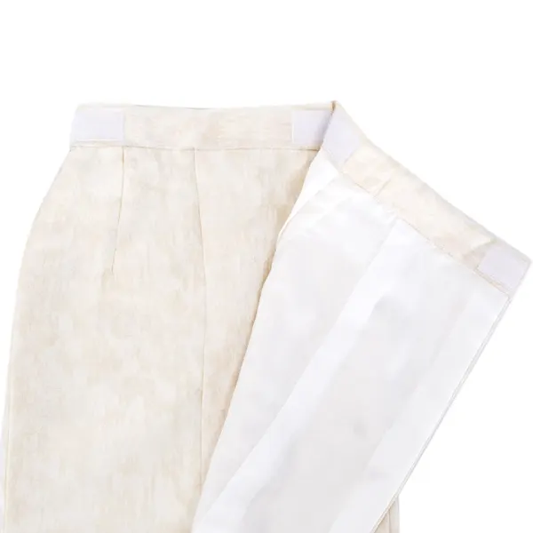 ベビー男児 (100日～) 刺繍風からし色/白ﾍﾞｰｼﾞｭ平筆模様ｾﾊﾟﾚｰﾄ