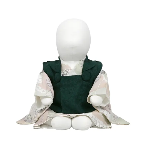 男児ベビー (100日～) 濃緑 春花 線画/祝い柄 ｾﾊﾟﾚｰﾄ