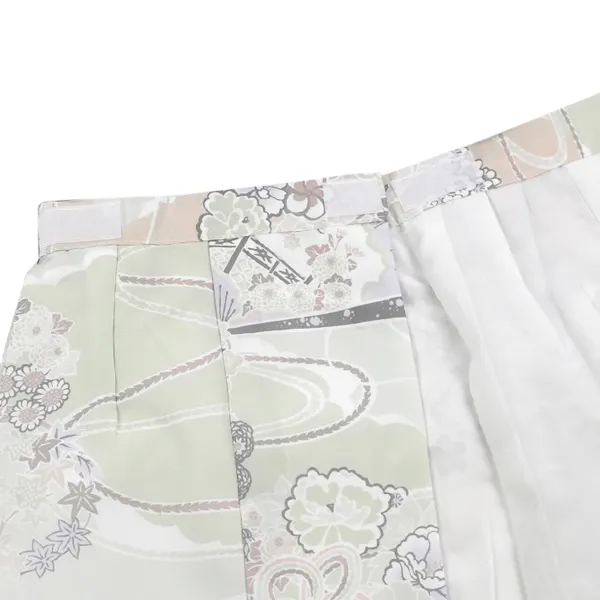 男児ベビー (100日～) 濃緑 春花 線画/祝い柄 ｾﾊﾟﾚｰﾄ