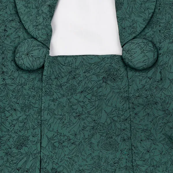 男児ベビー (100日～) 濃緑 春花 線画/祝い柄 ｾﾊﾟﾚｰﾄ