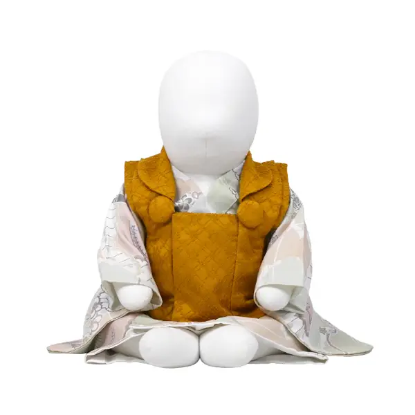 男児ベビー (100日～)  刺繍風 からし/祝い柄 ｾﾊﾟﾚｰﾄ