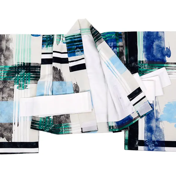 男児ベビー (100日～) オフ白 ﾚｰｽ調/水彩色 青 緑 ｾﾊﾟﾚｰﾄ