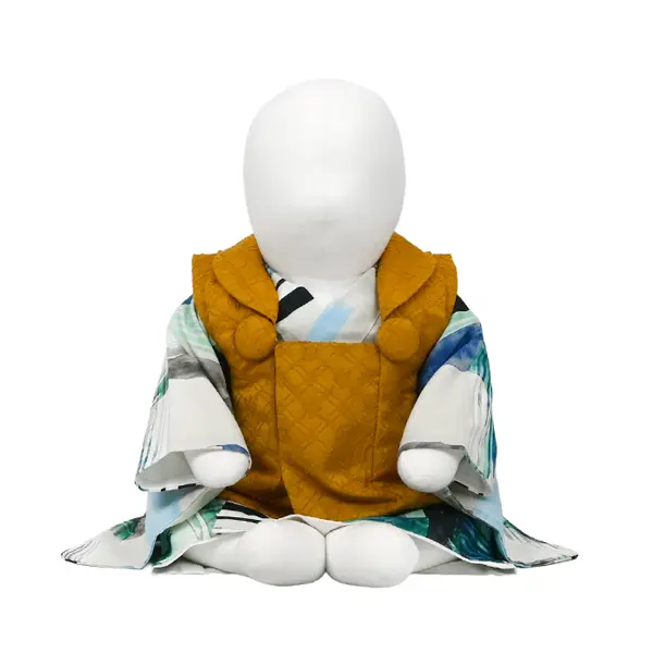 男児ベビー (100日～) 刺繍風 からし/水彩色 青 緑 ｾﾊﾟﾚｰﾄ