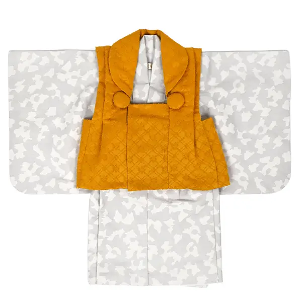 男児ベビー(100日～) 刺繍風 からし/薄ｸﾞﾚｰ 白アニマル柄 ｾﾊﾟﾚｰﾄ