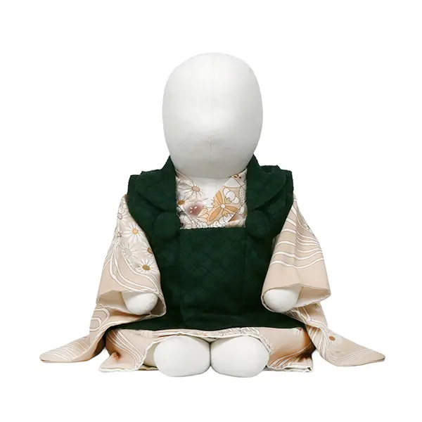 男児 ベビー(100日～) 刺繍風 緑/ ﾍﾞｰｼﾞｭ 花薬玉 ｾﾊﾟﾚｰﾄ