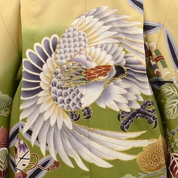 かんたん七五三 3歳男袴 鷹 松 抹茶ｸﾘｰﾑ |簡単着付け