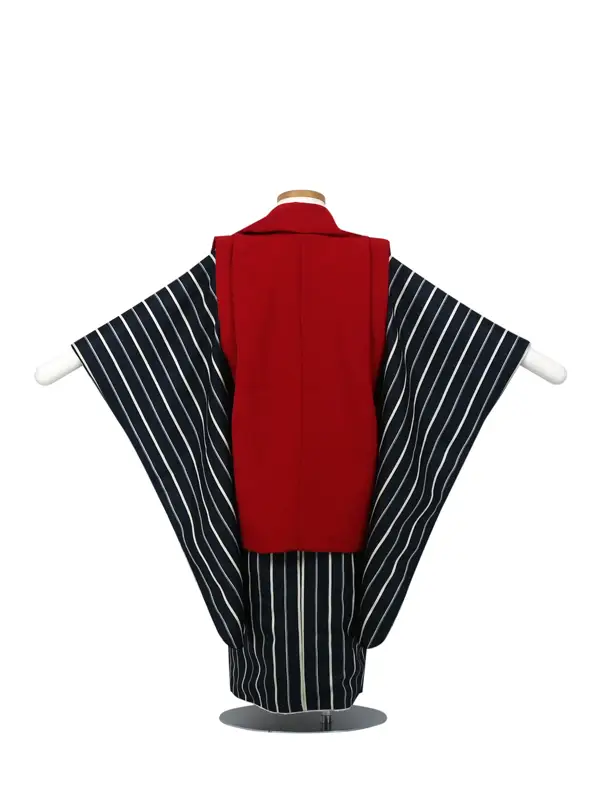 七五三 3歳被布 ﾚﾝﾀﾙ 赤/紺ｽﾄﾗｲﾌﾟ