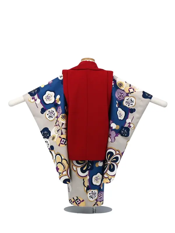 七五三 3歳被布 ﾚﾝﾀﾙ 赤/ベージュ