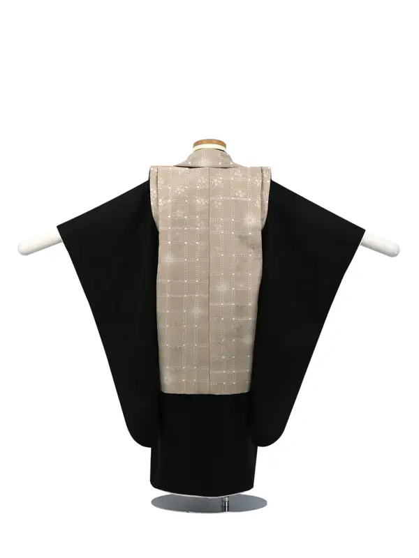 七五三 3歳被布 ﾚﾝﾀﾙ ﾍﾞｰｼﾞｭ/黒 無地