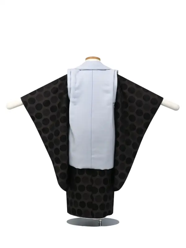 七五三 3歳被布 ﾚﾝﾀﾙ 水色/ﾀﾞｰｸﾌﾞﾗｳﾝ 水玉 刺繍