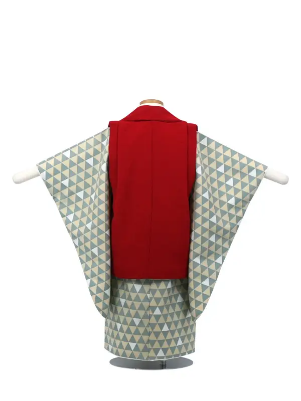 七五三 3歳被布 ﾚﾝﾀﾙ 赤/ウロコ柄