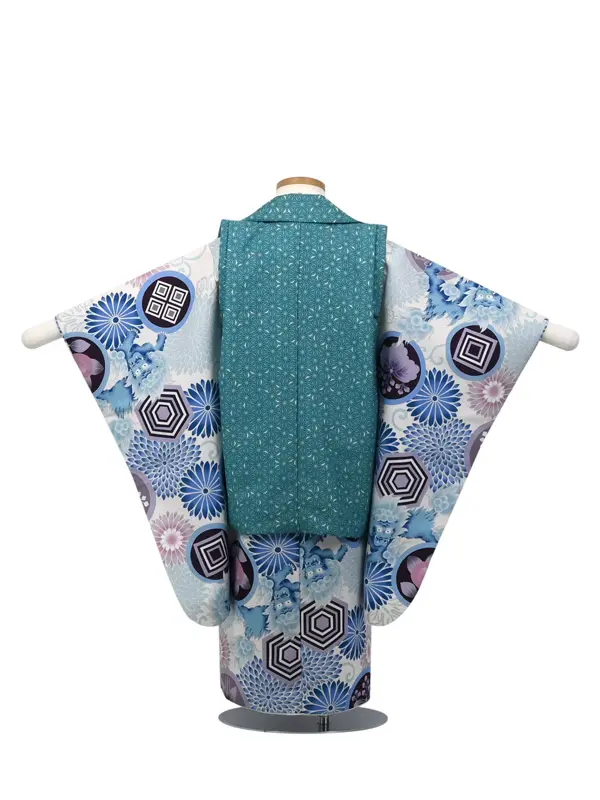 七五三 3歳被布 ﾚﾝﾀﾙ ﾀｰｺｲｽﾞ/菊模様 麻の葉