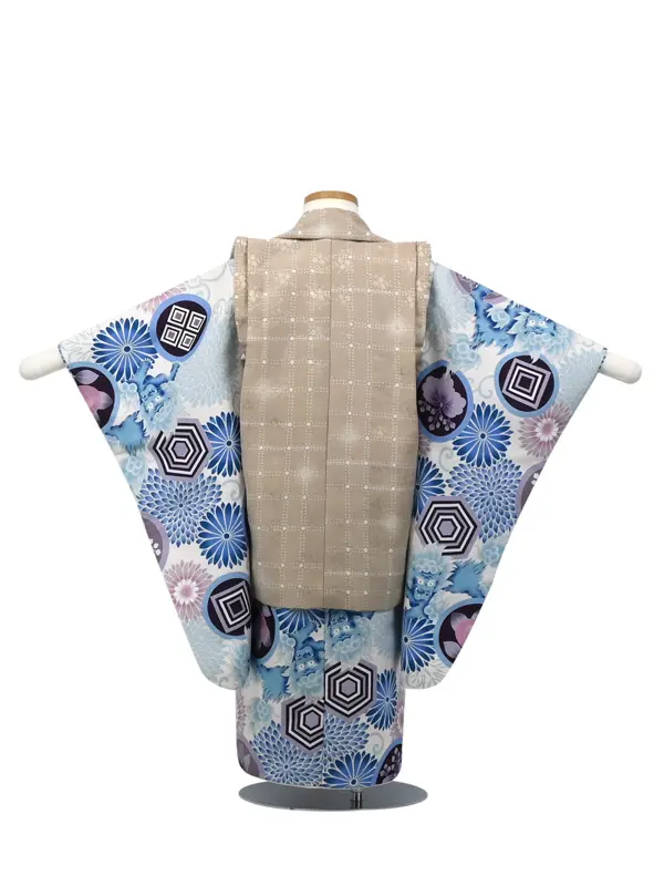 七五三 3歳被布 ﾚﾝﾀﾙ ﾍﾞｰｼﾞｭ/菊模様